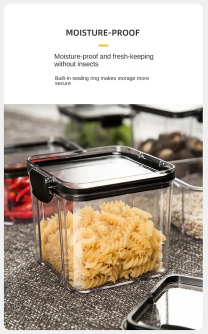 Sealed Plastic Storage Jars Set, Moisture-Proof Grain & Seasoning Organizer for Kitchen