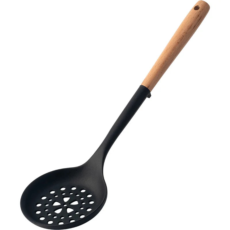 Silicone Spatula with Wooden Handle, Heat-Resistant Non-Stick Cooking Spoon for Kitchen