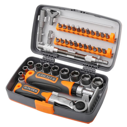 Labor-Saving Ratchet Screwdriver Set, Household Magnetic Toolbox with Torx Bits