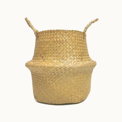 Storage Baskets - Straw Wicker Rattan Hanging Flowerpot, Seagrass Folding Laundry & Garden Plant Basket, Home Decor