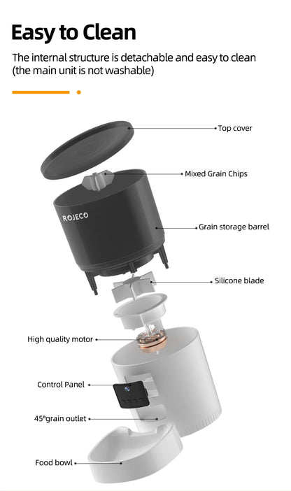 ROJECO Automatic Cat Feeder with Camera & Smart Voice Recorder for Cats & Dogs