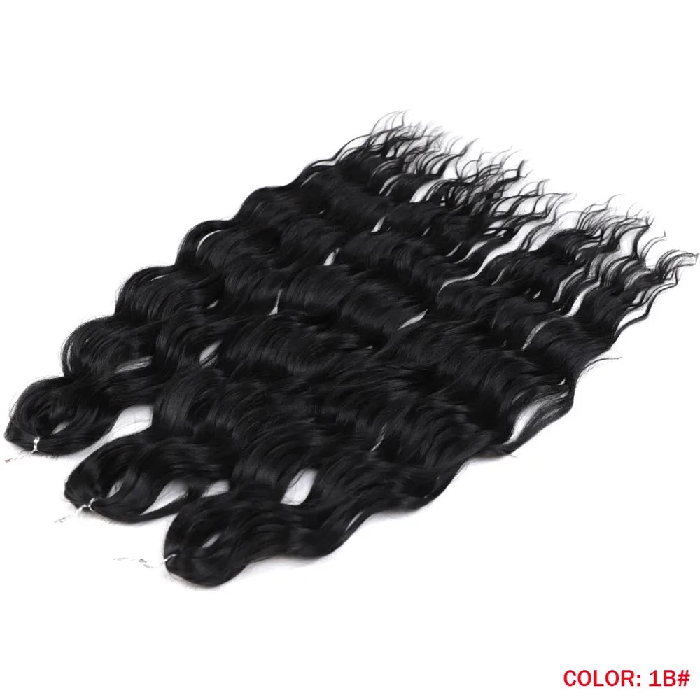 Anna Synthetic 24" Loose Deep Wave Braiding Hair Extensions - Dark Brown Water Wave Crochet Curly Hair