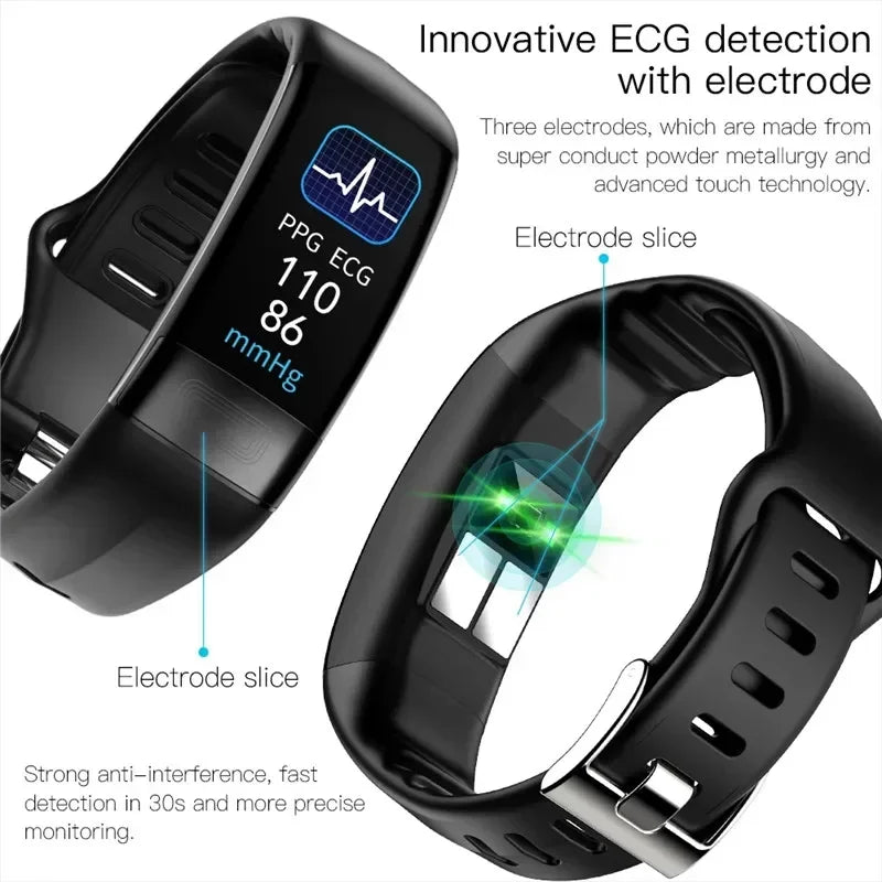 P11 Plus Smart Bracelet, EKG Smartwatch, Waterproof Activity Tracker, Heart Rate Monitor, Fitness Band for Men