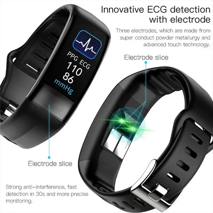 P11 Plus Smart Bracelet, EKG Smartwatch, Waterproof Activity Tracker, Heart Rate Monitor, Fitness Band for Men