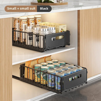Non-Perforated Folding Cabinet with Pull-out Basket for Kitchen Sink & Snack Storage