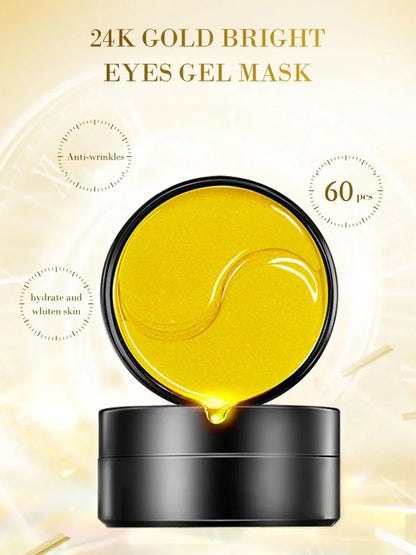 24K Gold Hyaluronic Acid Eye Mask - Collagen Patches for Dark Circles & Skin Care