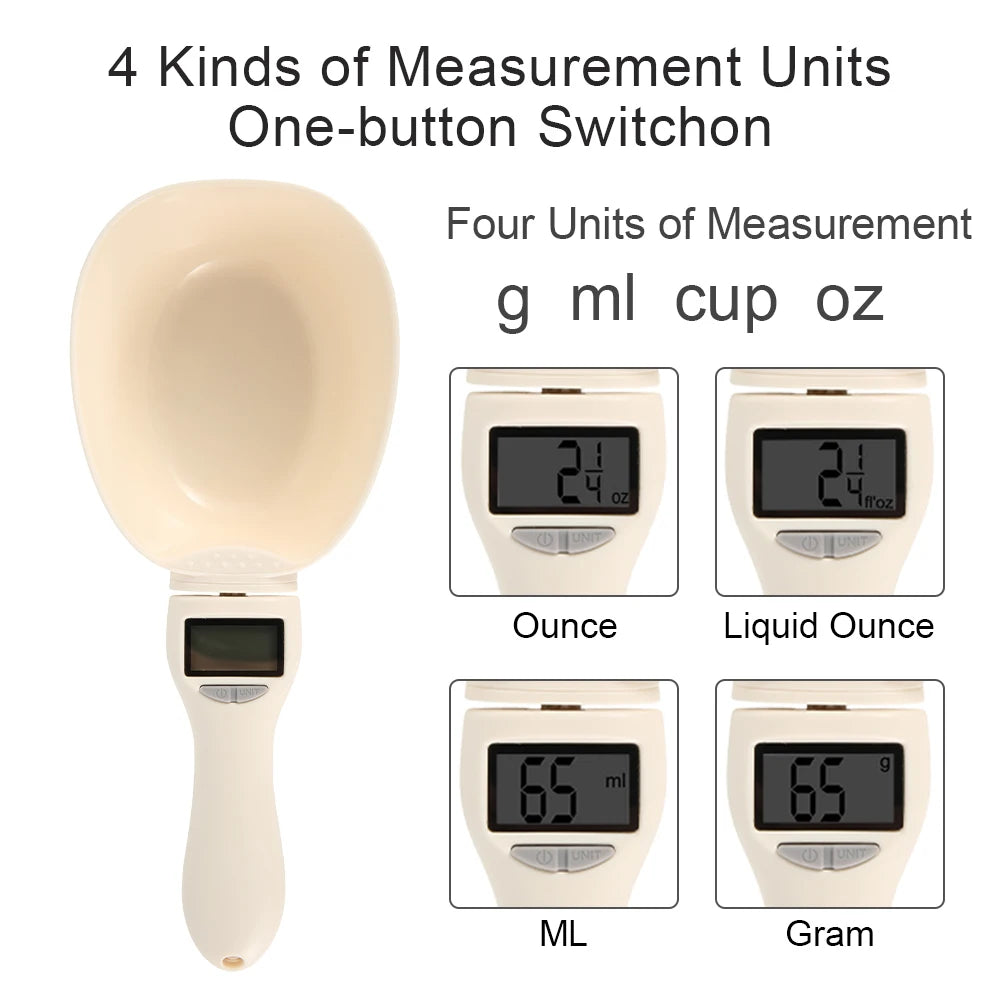 Pet Food Measuring Scoop Digital Dog & Cat Food Measuring Cup with LED Display Electronic Spoon Scale
