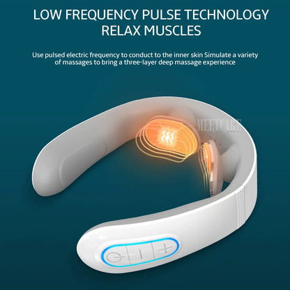 TENS Pulse Wireless Back & Neck Massager - Smart Heating Pain Relief for Shoulders & Muscles