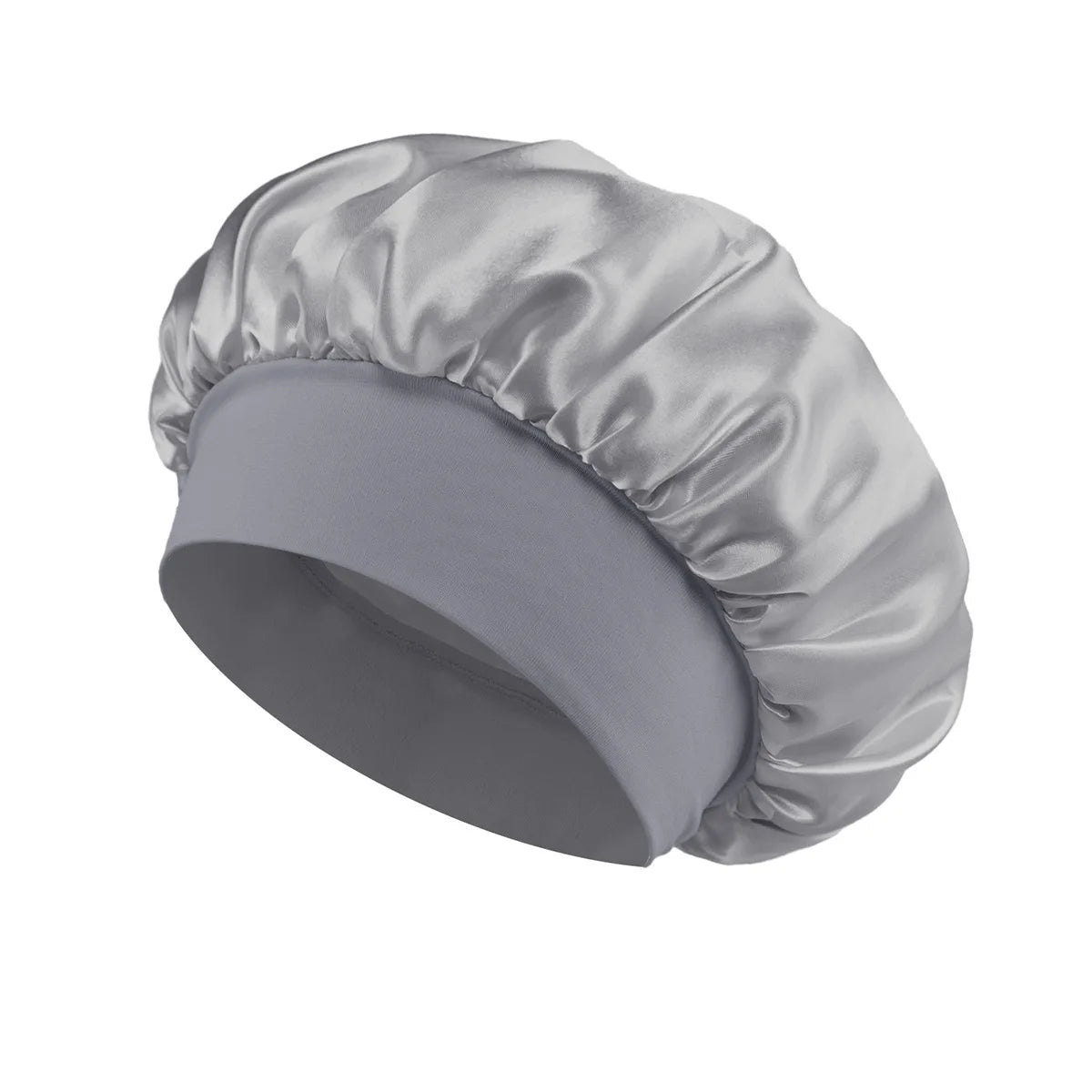1PC Women's Satin Bonnets - Wide-Brimmed Night Sleeping & Bathing Hat with Elastic Band for Hair Care