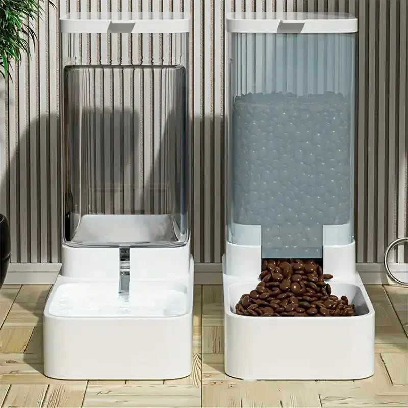 Automatic Dog Feeder & Water Dispenser Set – Plastic Gravity Food and Water Bowl