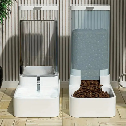 Automatic Dog Feeder & Water Dispenser Set – Plastic Gravity Food and Water Bowl