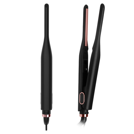 Small Flat Iron for Short Hair & Beard Temperature Adjustable Pencil Straightener 3/10 Inch Fast Heat Up