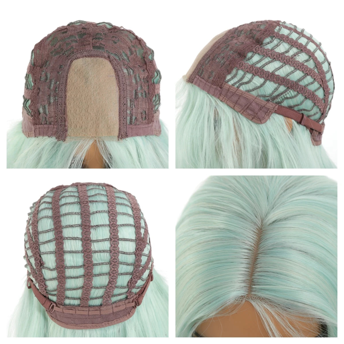 Synthetic Linen Long Straight Hair Wig with Bangs & Curly Ponytail Extensions