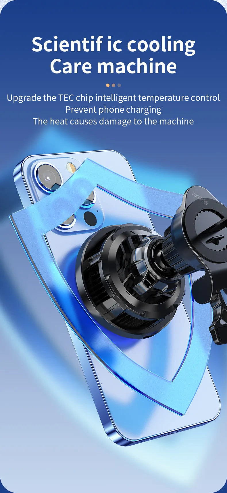 Magnetic Car Wireless Charger & Cooling Phone Holder Mount for MagSafe iPhone 12-16 Pro Max Fast Charging Stand