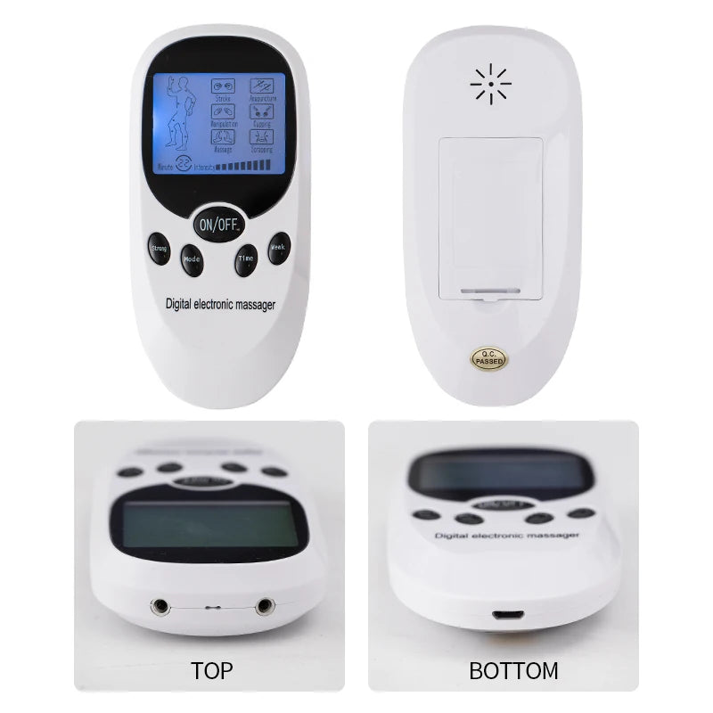 Digital TENS Machine EMS Massager - Electric Pulse Muscle Stimulator for Back & Neck with Electrode Pads