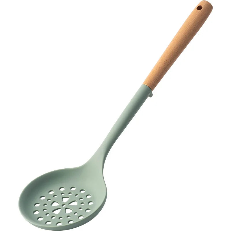 Silicone Spatula with Wooden Handle, Heat-Resistant Non-Stick Cooking Spoon for Kitchen
