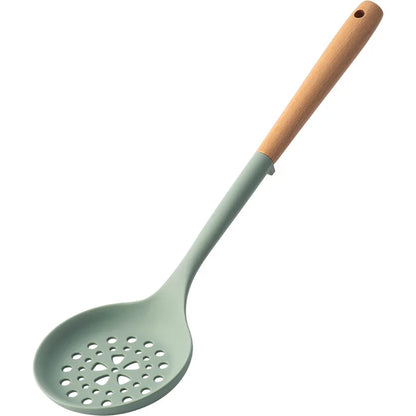 Silicone Spatula with Wooden Handle, Heat-Resistant Non-Stick Cooking Spoon for Kitchen
