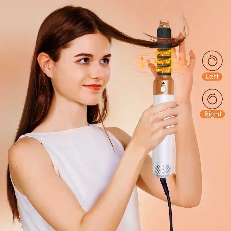 5-in-1 Low Noise Hair Styler - Professional Hair Curling, Straightening, Drying Hot Air Brushes, 1000W