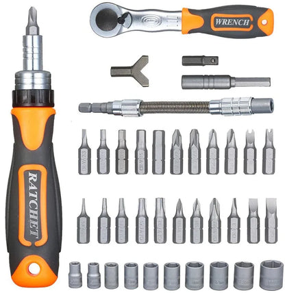 Labor-Saving Ratchet Screwdriver Set, Household Magnetic Toolbox with Torx Bits