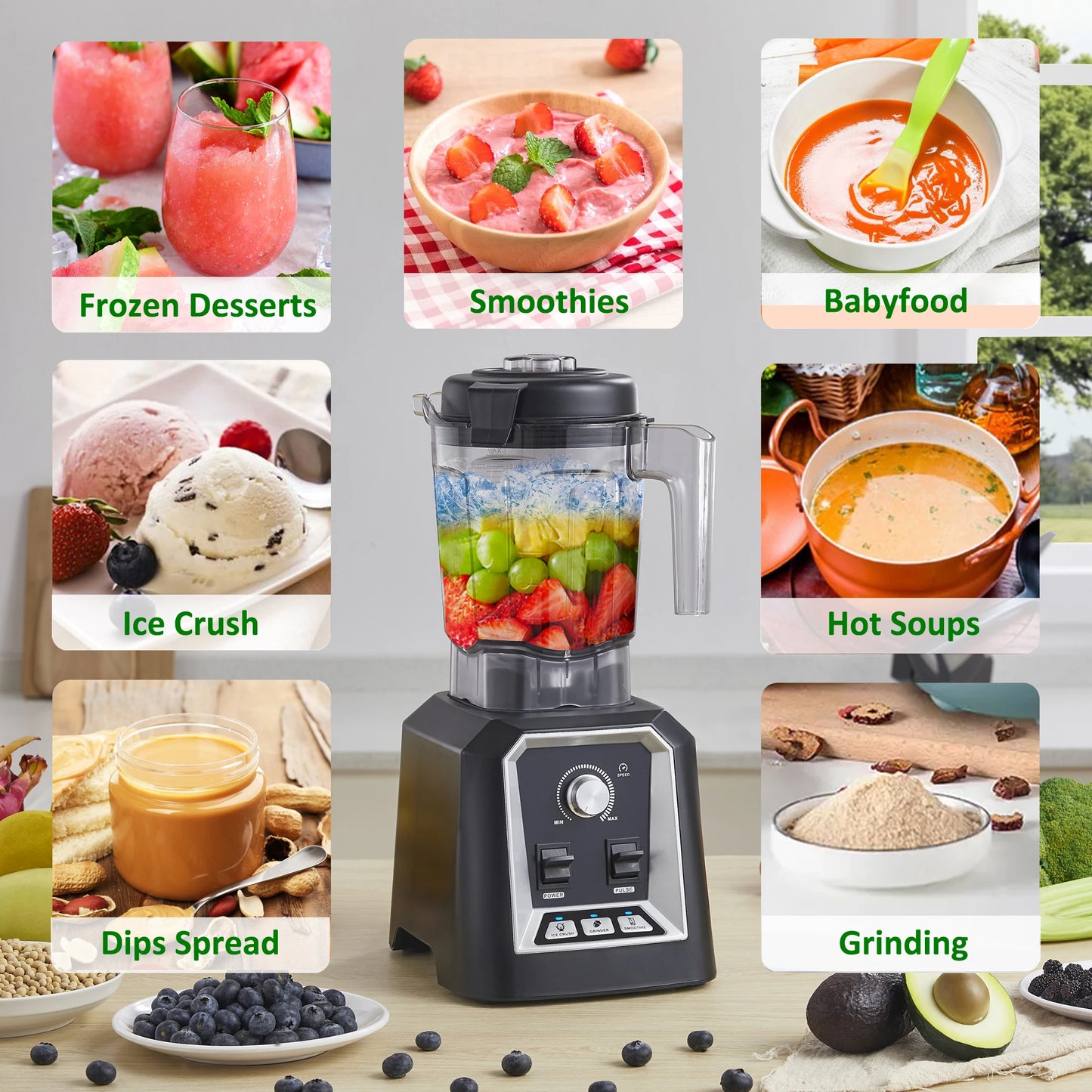 BioloMix Automatic Smoothie Blender 2L, BPA Free, Food Mixer & Ice Crusher