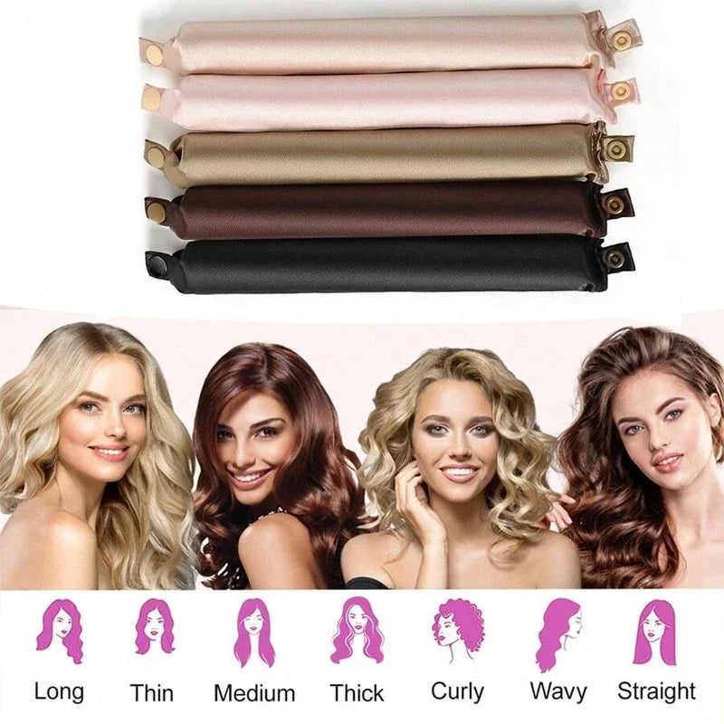 Heatless Satin Curling Rod Headband No-Heat Silk Curls Lazy Hair Rollers Soft Sleep-in Styling Tool