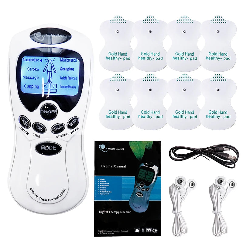 Electric Dual Output TENS Massage Machine - EMS Muscle Stimulator & Full Body Pulse Acupuncture Massager
