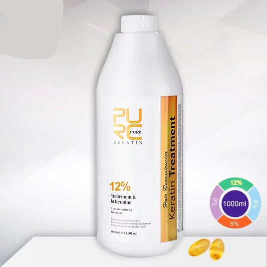 PURC 1000ml Keratin Hair Straightening & Smoothing Treatment for Curly, Frizzy Hair Professional Brazilian Keratin Care