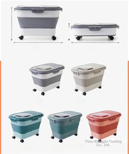 Foldable Dog Food Storage Bucket – Mildew-Proof & Moisture-Proof for Kitchen or Travel