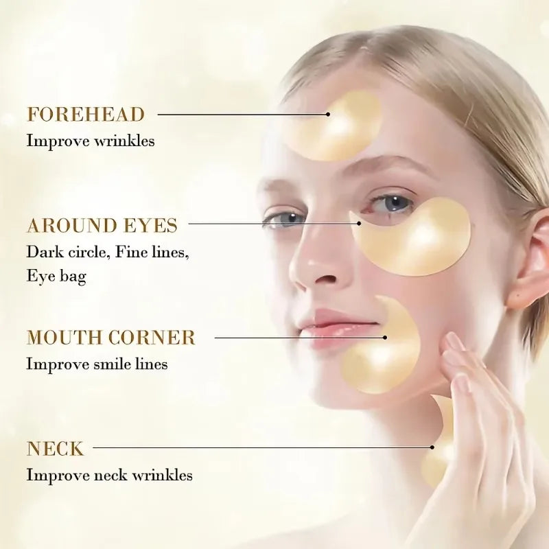 24K Gold Hyaluronic Acid Eye Mask - Collagen Patches for Dark Circles & Skin Care
