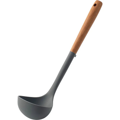 Silicone Spatula with Wooden Handle, Heat-Resistant Non-Stick Cooking Spoon for Kitchen