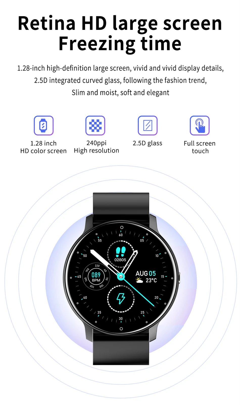 LIGE Smart Watch for Men & Women, Full Touch Screen, Sport Fitness Tracker, IP67 Waterproof, Bluetooth for Android/iOS