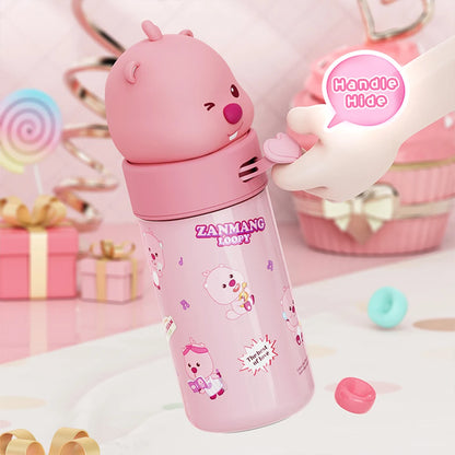 350ML Kawaii Loopy Stainless Steel Thermos – Cartoon Beaver Vacuum Flask for Kids and Girls