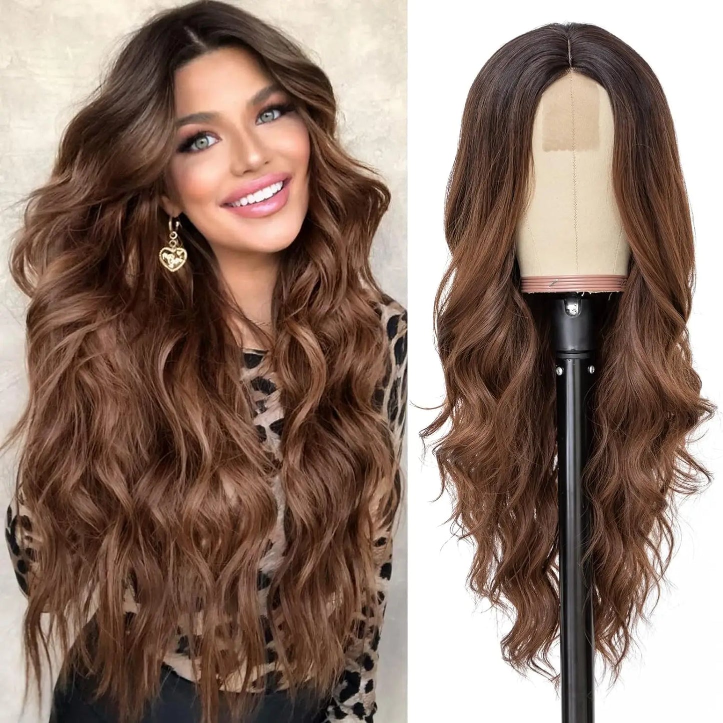 Synthetic Long Lace Ombre Blonde Wavy Wig 26 Inch for Women