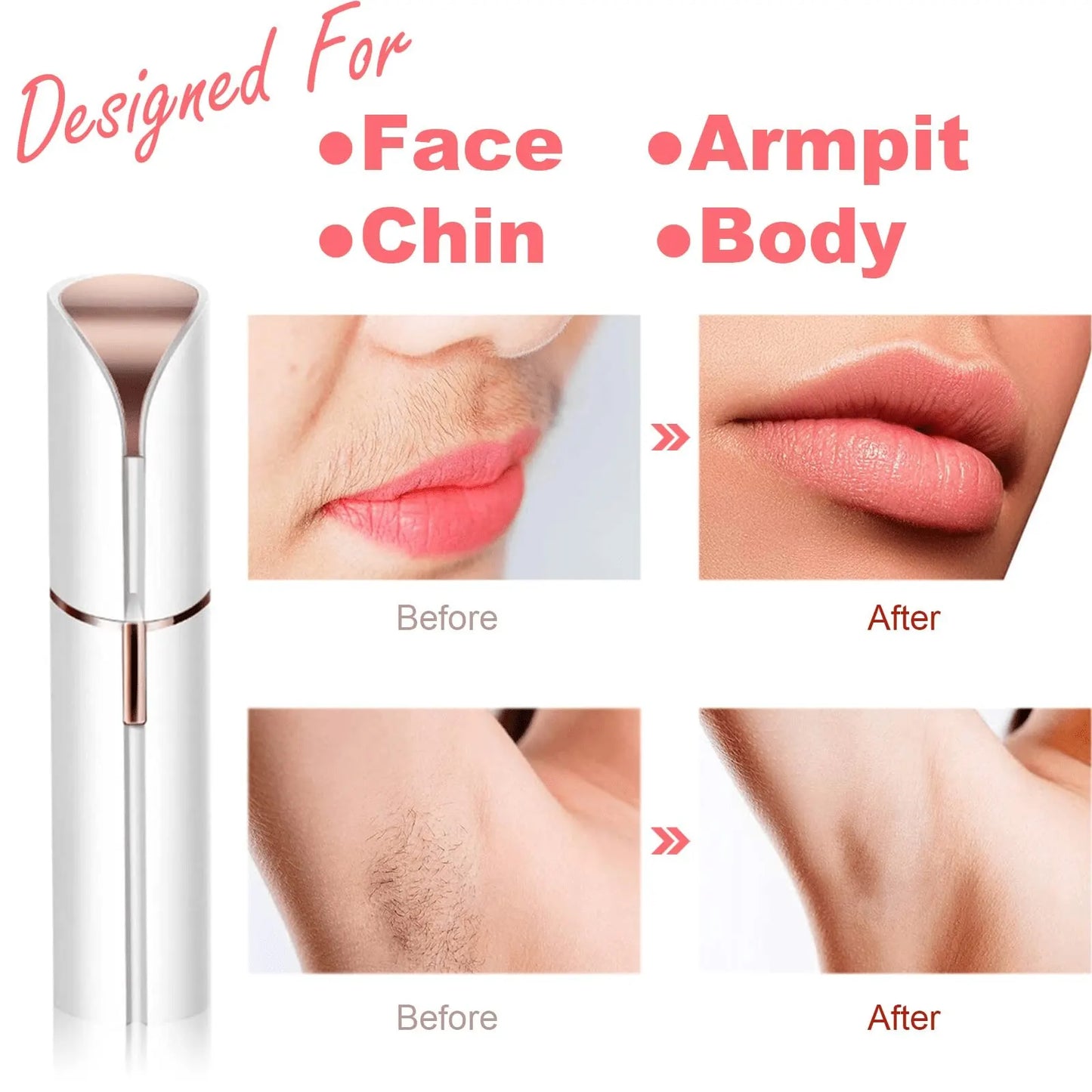 Portable Lipstick Electric Hair Remover for Women Painless Facial Shaver Tool
