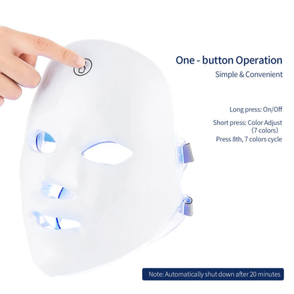 7-Color LED Photon Facial Mask - Skin Rejuvenation & Tightening for Face & Neck