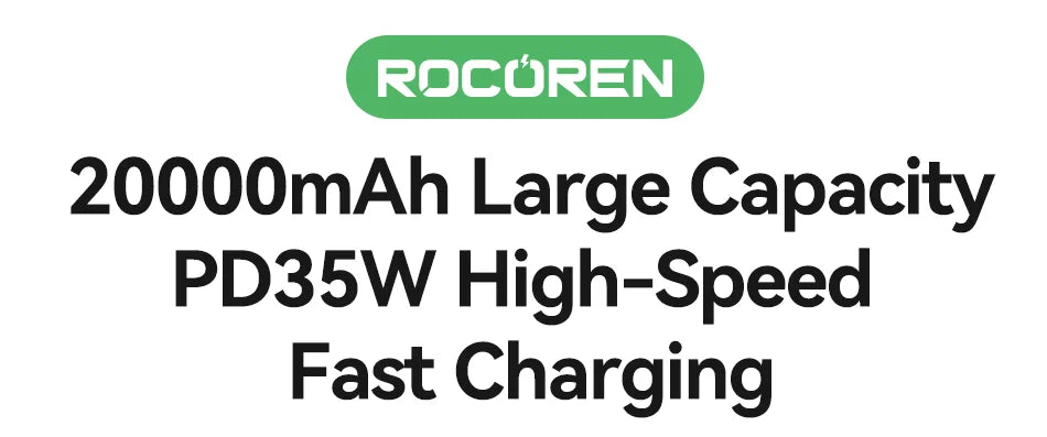 Rocoren 22.5W 20000mAh Power Bank, QC PD 3.0 35W Fast Charge Portable External Battery for iPhone 16, Xiaomi