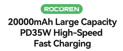 Rocoren 22.5W 20000mAh Power Bank, QC PD 3.0 35W Fast Charge Portable External Battery for iPhone 16, Xiaomi