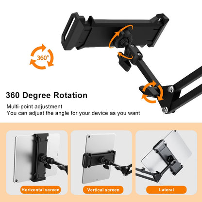 Tablet Stand Holder for Bed - Adjustable Rotatable Long Arm Mount for 4-12.9" iPad Pro, Samsung Tab, Xiaomi Pad