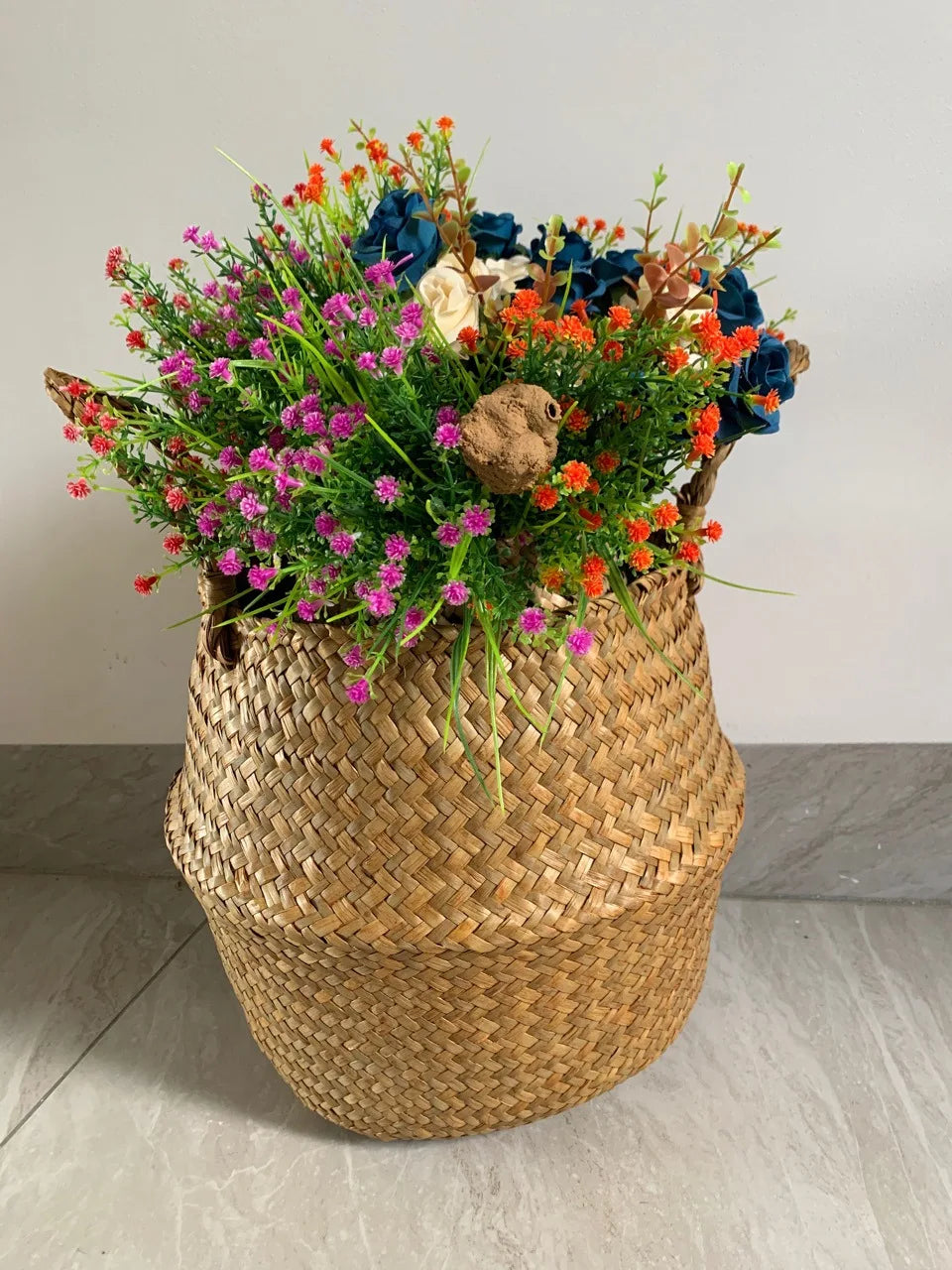 Storage Baskets - Straw Wicker Rattan Hanging Flowerpot, Seagrass Folding Laundry & Garden Plant Basket, Home Decor