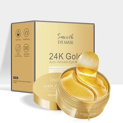 24K Gold Hyaluronic Acid Eye Mask - Collagen Patches for Dark Circles & Skin Care