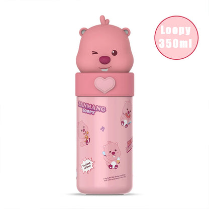 350ML Kawaii Loopy Stainless Steel Thermos – Cartoon Beaver Vacuum Flask for Kids and Girls