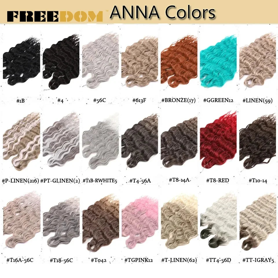 FREEDOM Synthetic Braiding Hair Extensions - 24" Deep Wavy Curly Ombre Rainbow Twist Crochet Hair