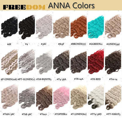 FREEDOM Synthetic Braiding Hair Extensions - 24" Deep Wavy Curly Ombre Rainbow Twist Crochet Hair