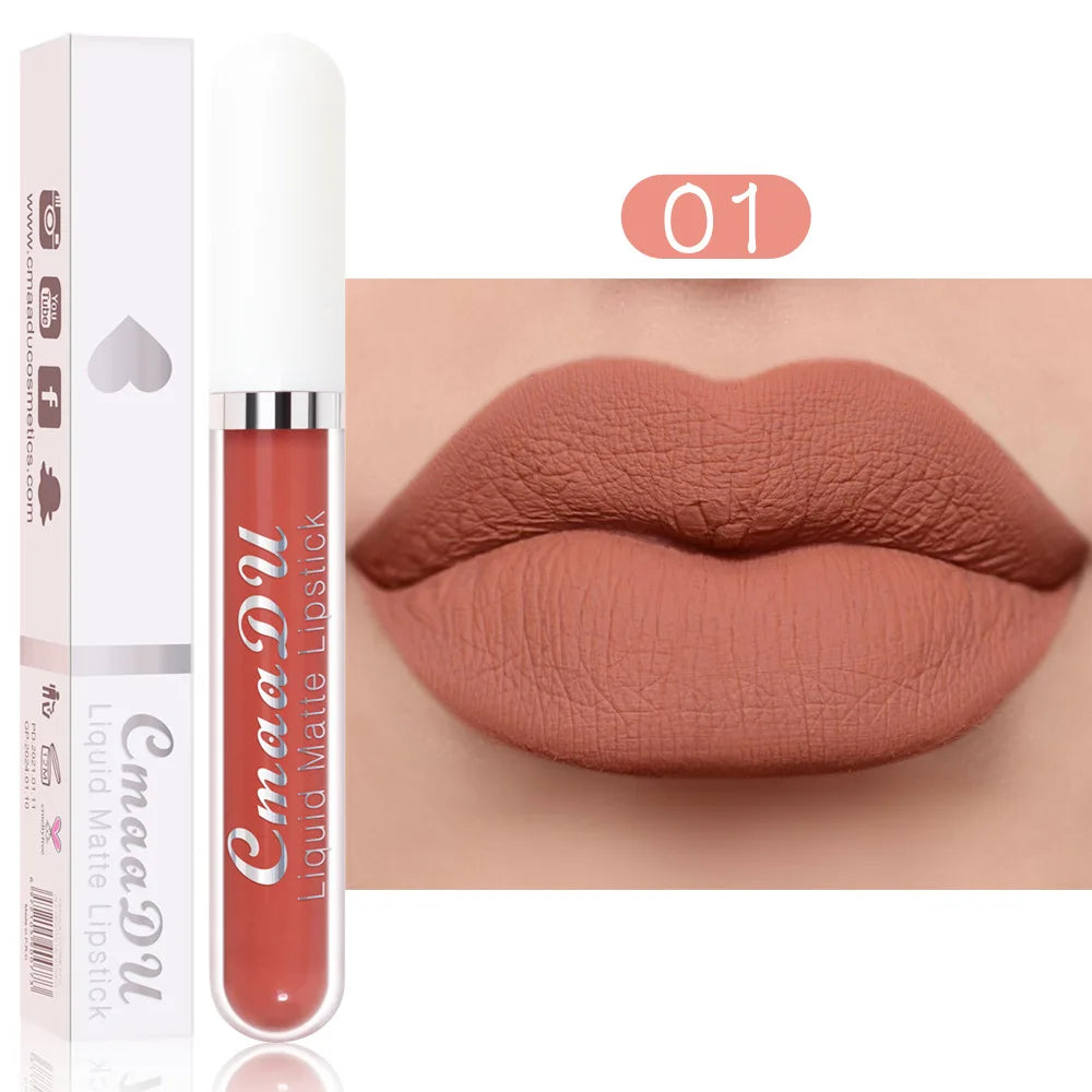 18-Color Long-Lasting Velvet Matte Liquid Lipstick Waterproof Non-Stick Cup
