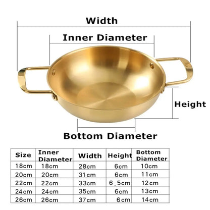 Stainless Steel Seafood Rice Pot with Handle Paella Pan Cookware