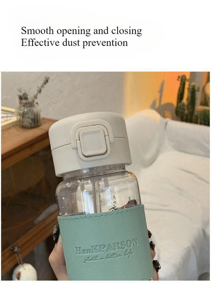 500ml Creative Water Bottle with Straw, Leak-Proof Portable Cup for School Kids