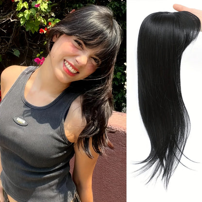 Elegant 22" Straight Synthetic Wig Block for Women - Light Brown to Black