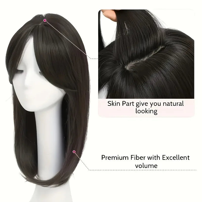 Elegant 22" Straight Synthetic Wig Block for Women - Light Brown to Black