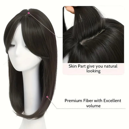 Elegant 22" Straight Synthetic Wig Block for Women - Light Brown to Black