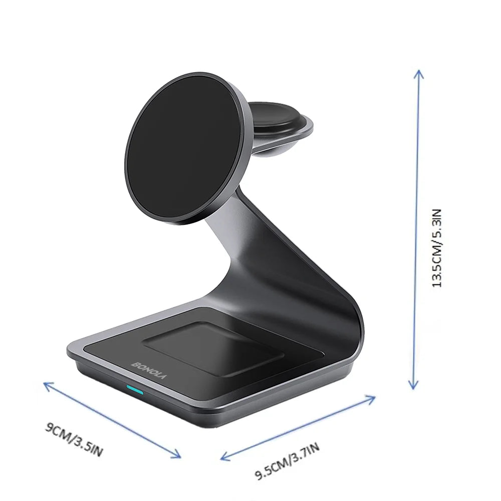 Bonola Magnetic 3-in-1 Wireless Charger Station - 25W Fast Charging Stand for Samsung S24 Ultra/S25, Galaxy Watch 7/6/5 & Earbuds